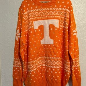 Orange Sweater with White Pattern
